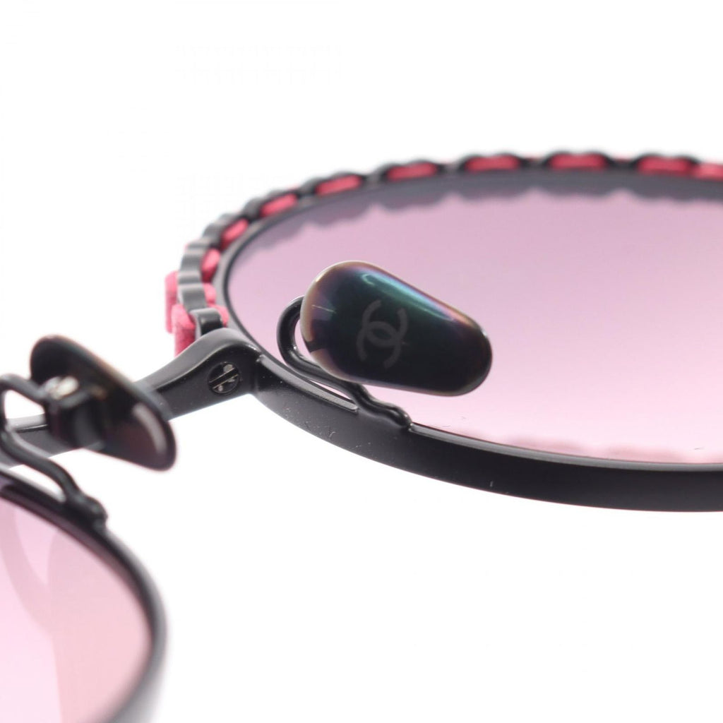 Chanel Sunglasses CC Logo Gradient Lens Round Leather Eyewear — view 8