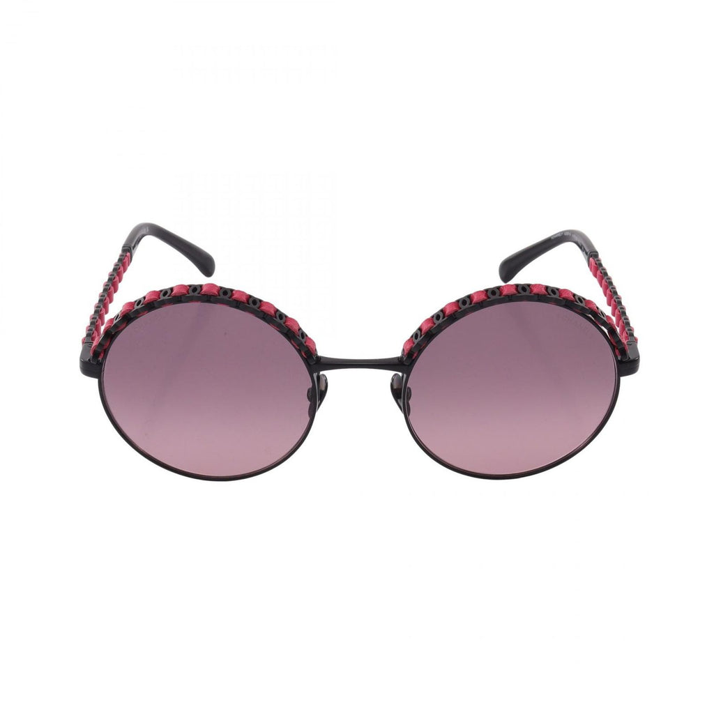 Chanel Sunglasses CC Logo Gradient Lens Round Leather Eyewear