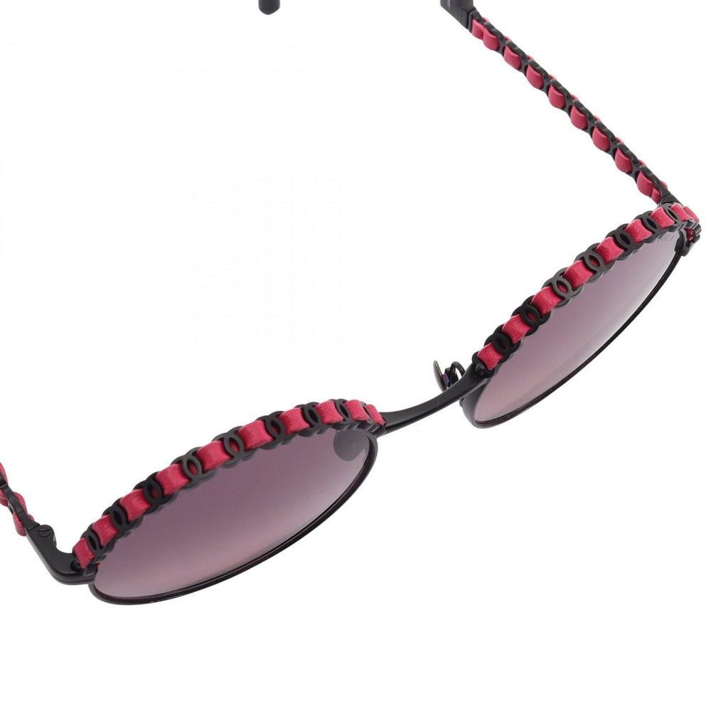 Chanel Sunglasses CC Logo Gradient Lens Round Leather Eyewear — view 6