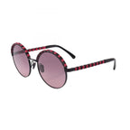 Chanel Sunglasses CC Logo Gradient Lens Round Leather Eyewear — view 2