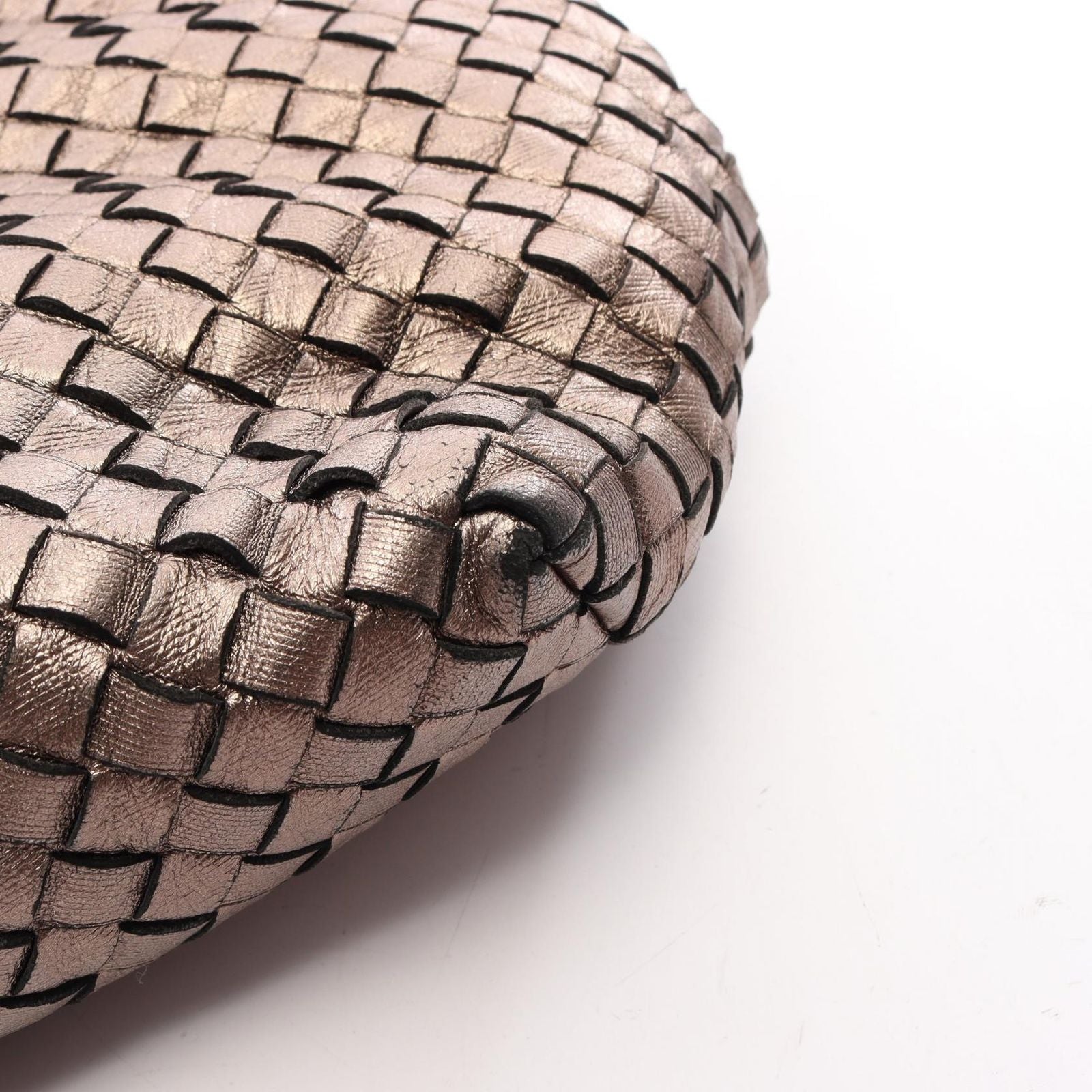 Bottega Veneta Shoulder Bag Intrecciato Champagne Gold Leather — view 8