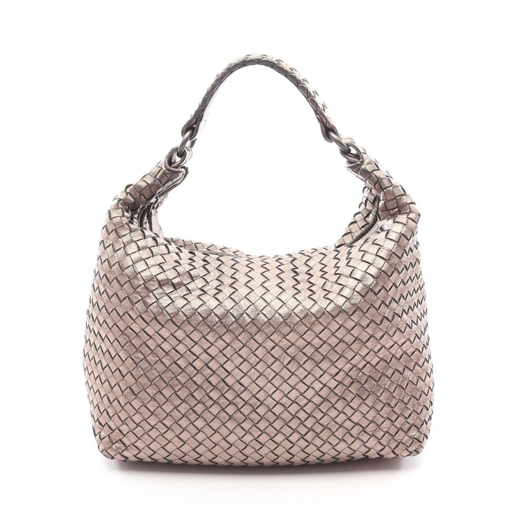Bottega Veneta Shoulder Bag Intrecciato Champagne Gold Leather