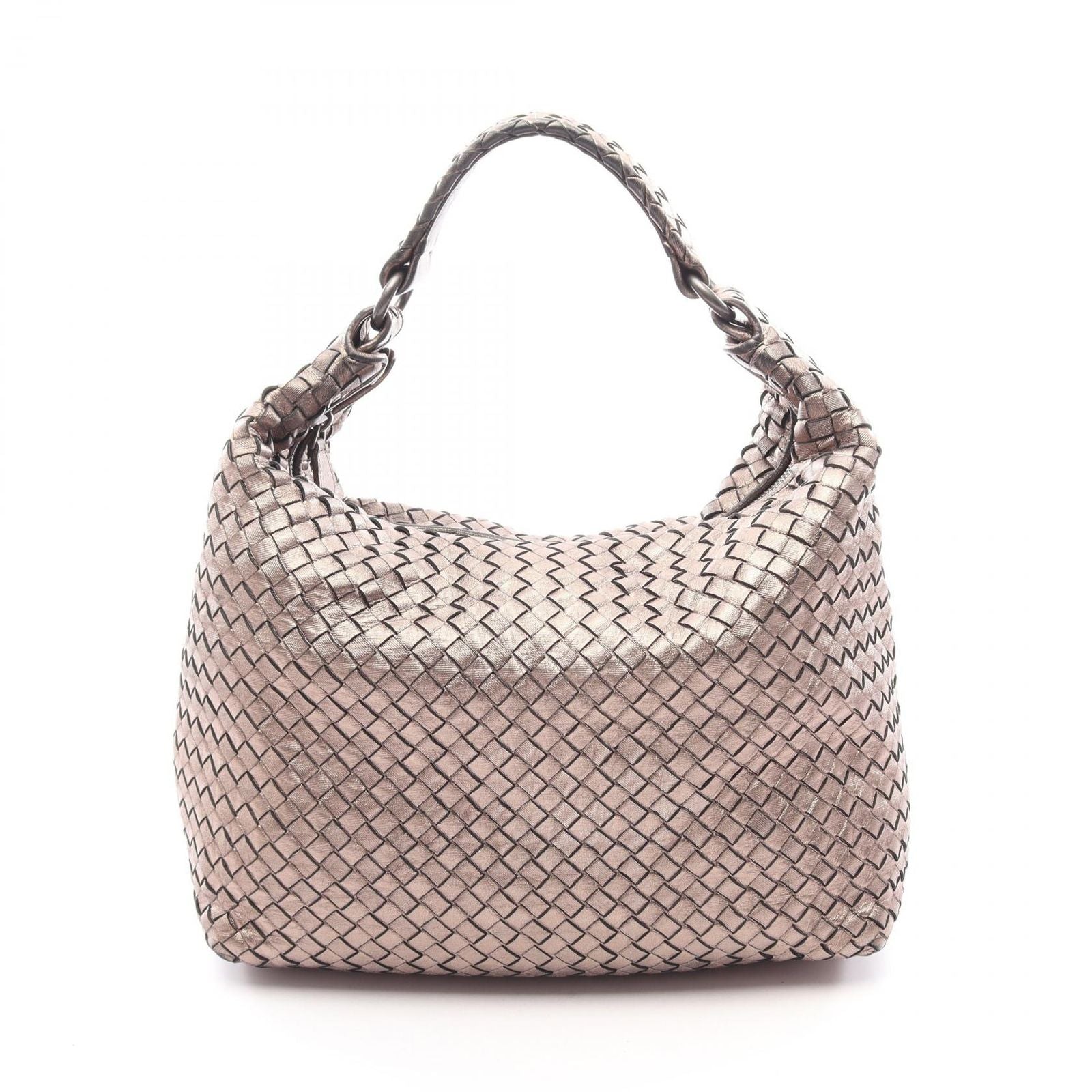Bottega Veneta Shoulder Bag Intrecciato Champagne Gold Leather