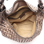 Bottega Veneta Shoulder Bag Intrecciato Champagne Gold Leather — view 3