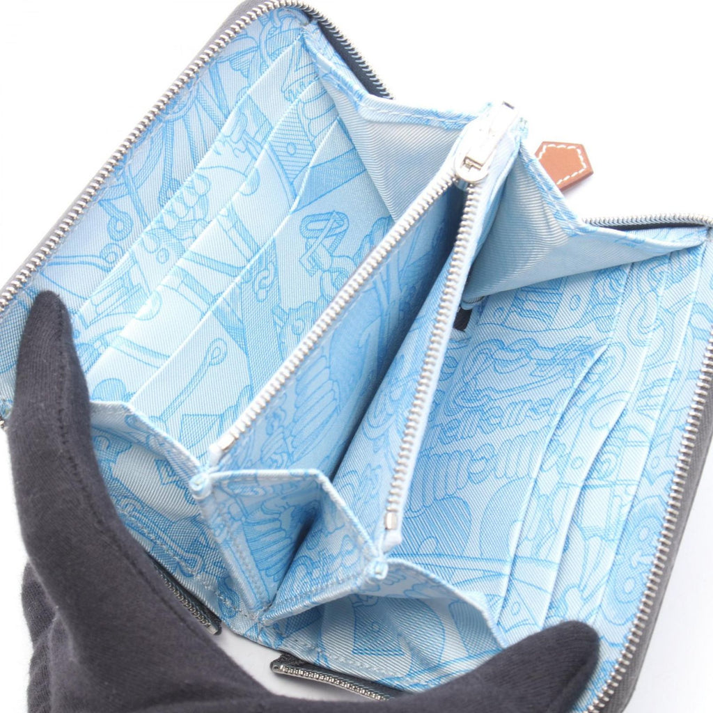 Hermes Round Wallet Azap Compact Silk in Grimisty Leather in — view 3