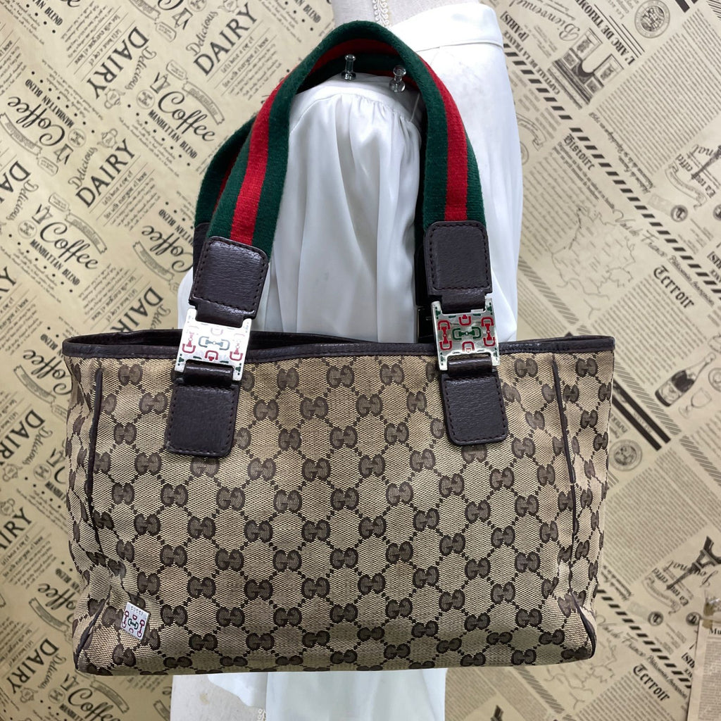 Gucci GG Canvas Tote Sherry Line Brown