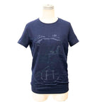 Hermes Short Sleeve T-Shirt Caleche Carre Navy 38 Gaultier Era Vintage Carriage