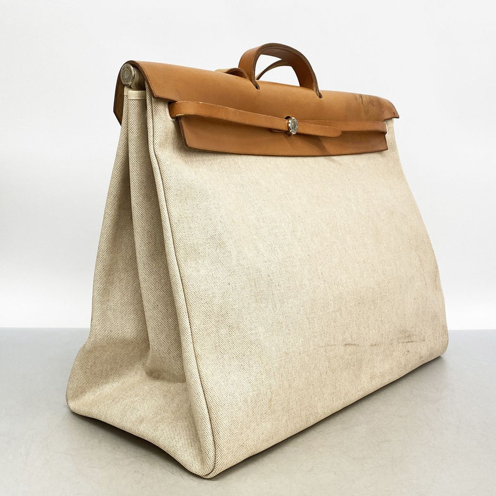 Hermes Handbag Herbag Toile Ash Natural Silver 2-Way — view 2