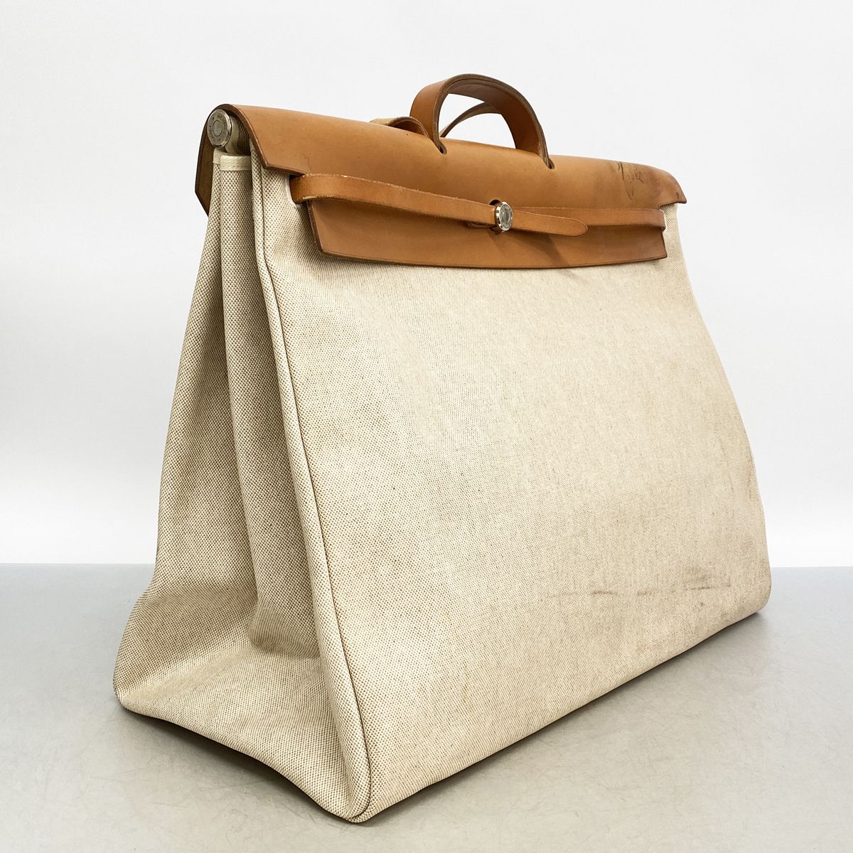 Hermes Handbag Herbag Toile Ash Natural Silver 2-Way — view 2