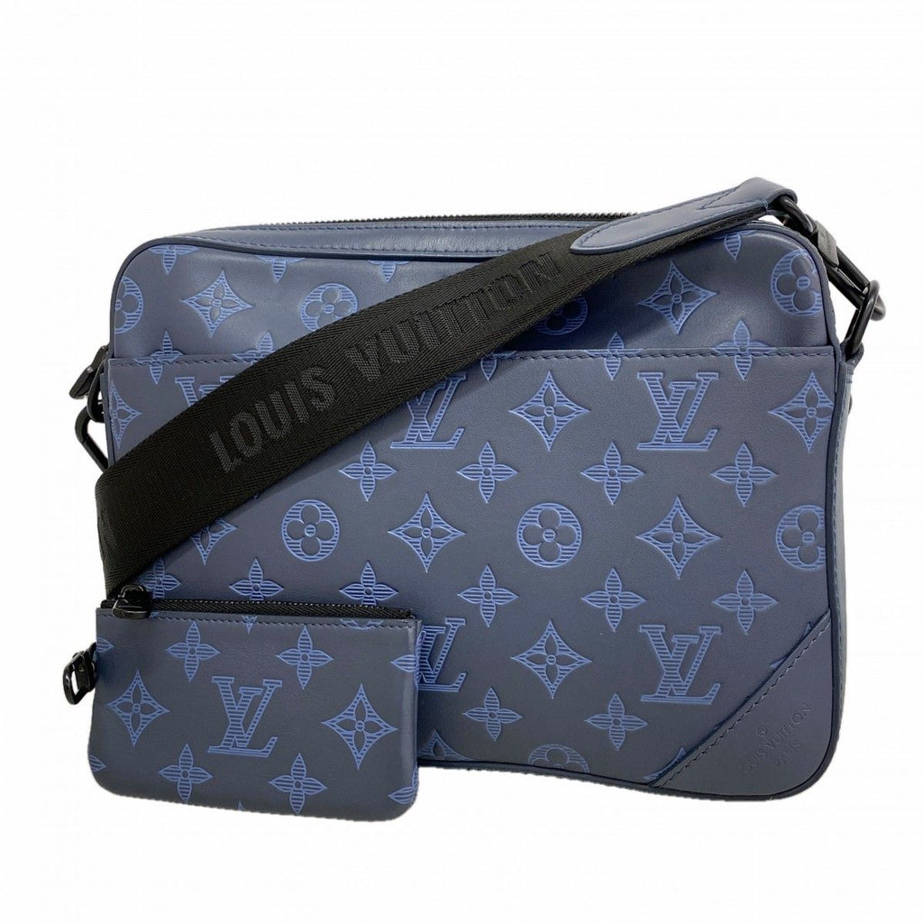 Louis Vuitton Shoulder Bag Monogram Shadow Duo Messenger Navy