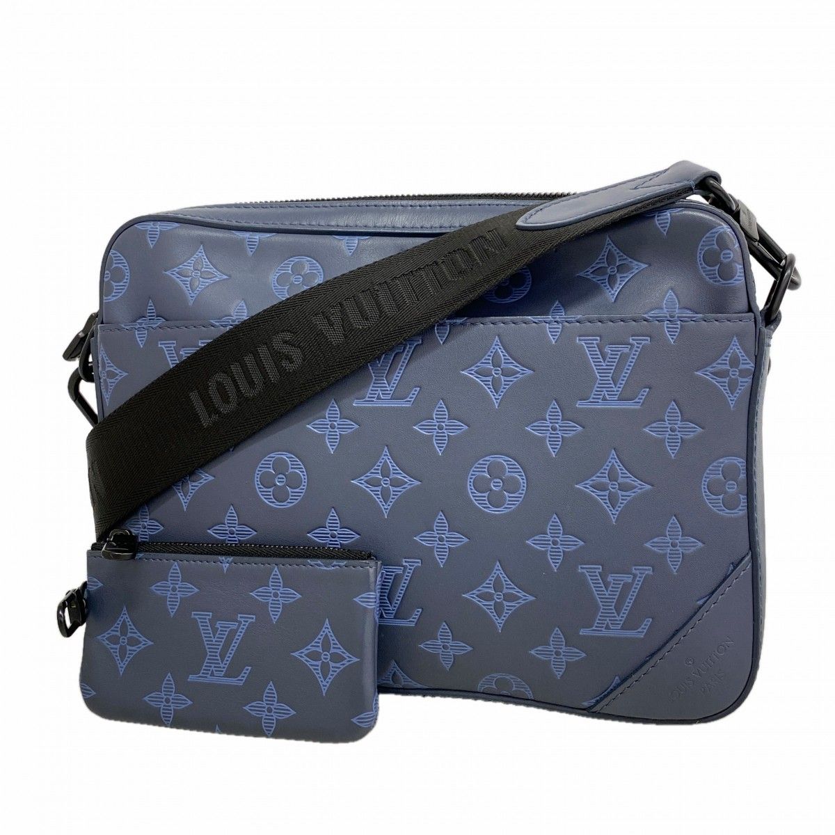 Louis Vuitton Shoulder Bag Monogram Shadow Duo Messenger Navy