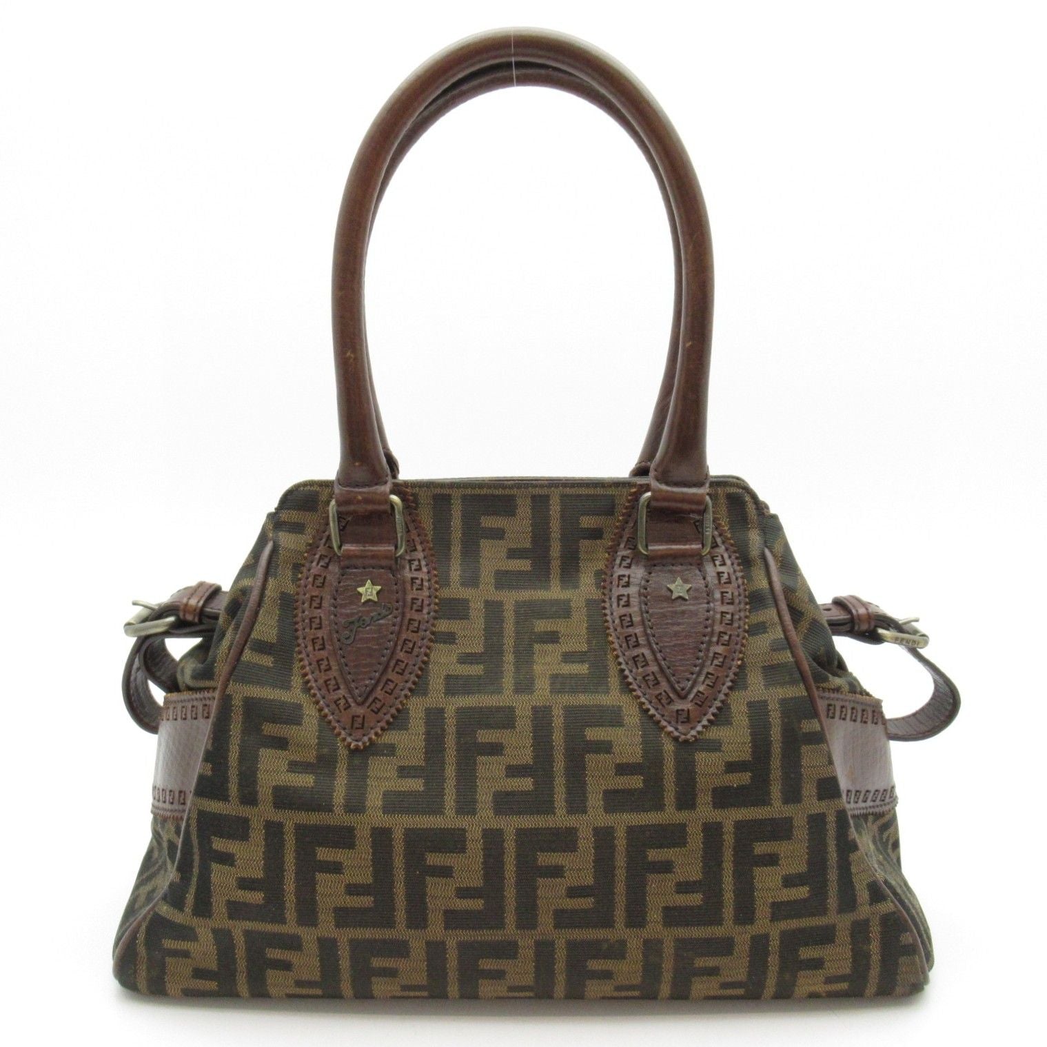 Fendi Zuka Etonico Handbag 8 Canvas Leather Brown