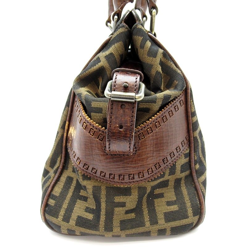 Fendi Zuka Etonico Handbag 8 Canvas Leather Brown — view 5