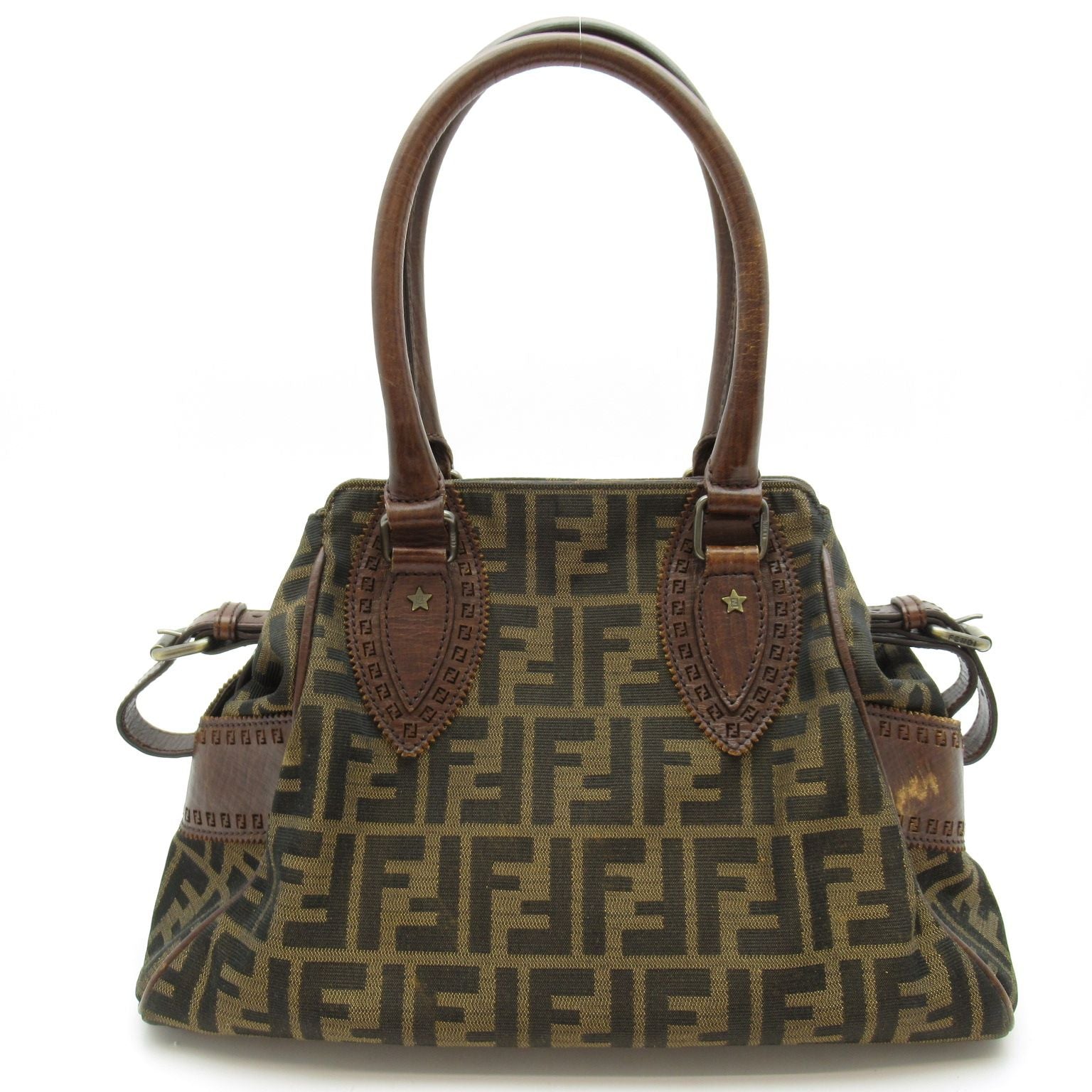 Fendi Zuka Etonico Handbag 8 Canvas Leather Brown — view 4
