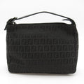 Fendi Zucchino Handbag Canvas Leather Black