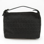 Fendi Zucchino Handbag Canvas Leather Black