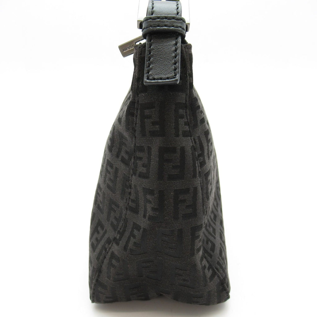 Fendi Zucchino Handbag Canvas Leather Black — view 5