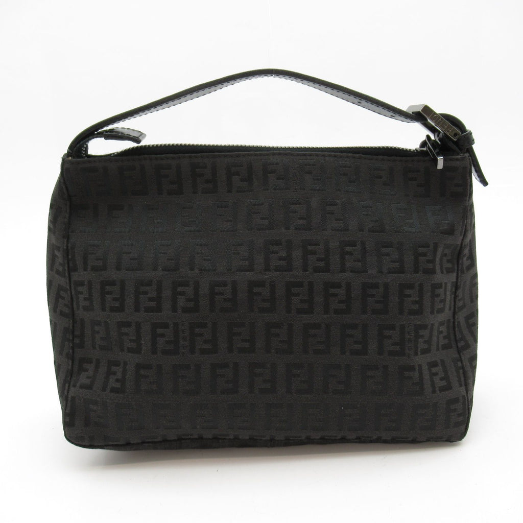 Fendi Zucchino Handbag Canvas Leather Black — view 4