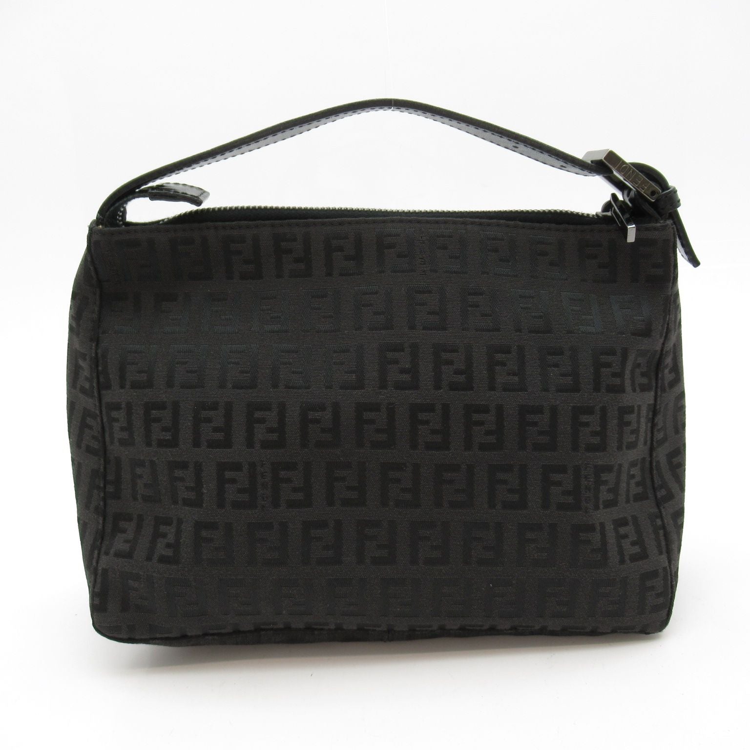 Fendi Zucchino Handbag Canvas Leather Black — view 4