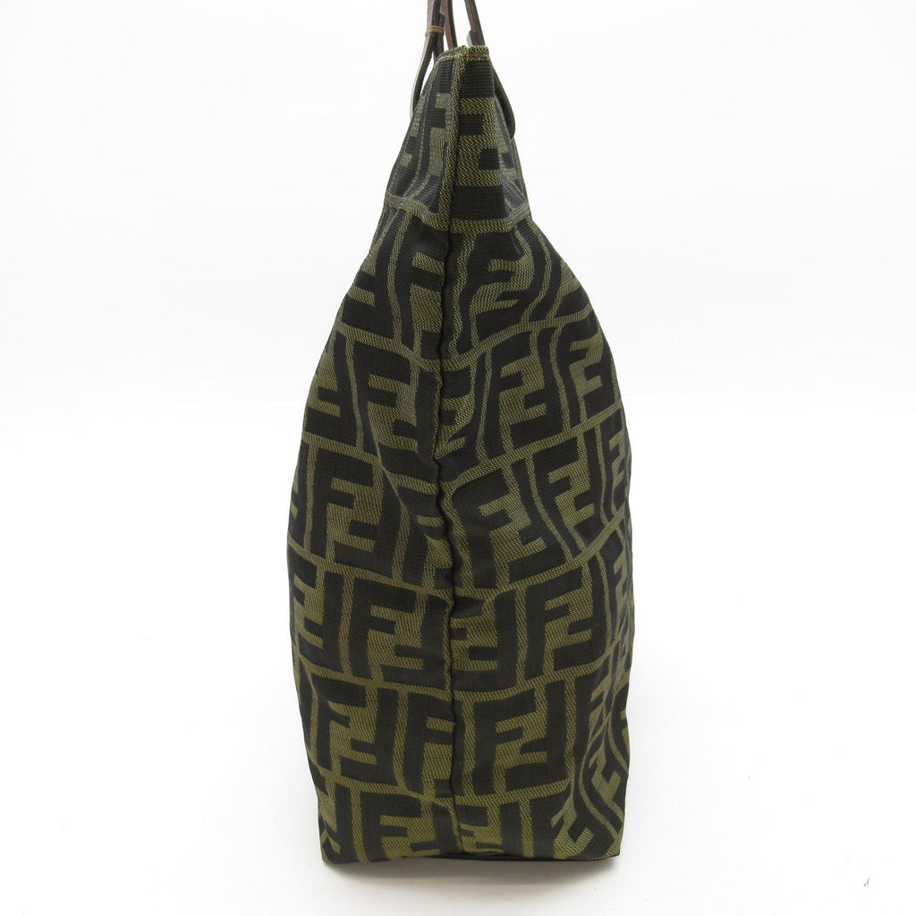 Fendi Zucca Tote Canvas Leather Handbag Brown — view 5