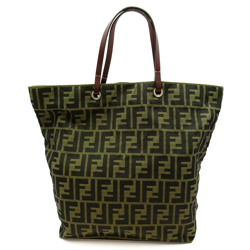 Fendi Zucca Tote Canvas Leather Handbag Brown — view 4