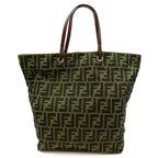 Fendi Zucca Tote Canvas Leather Handbag Brown — view 4