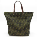 Fendi Zucca Tote Canvas Leather Handbag Brown