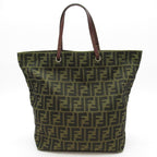 Fendi Zucca Tote Canvas Leather Handbag Brown