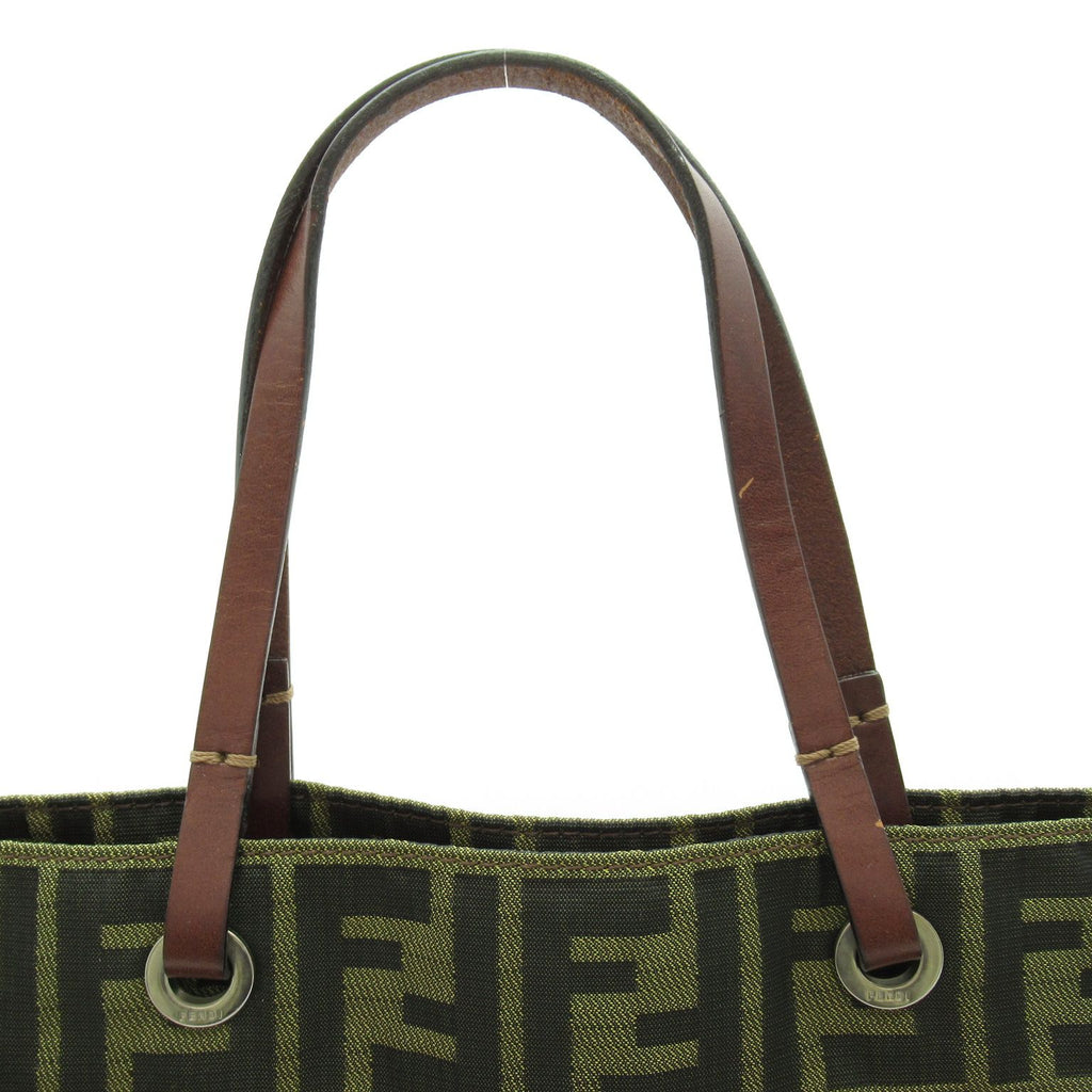 Fendi Zucca Tote Canvas Leather Handbag Brown — view 2