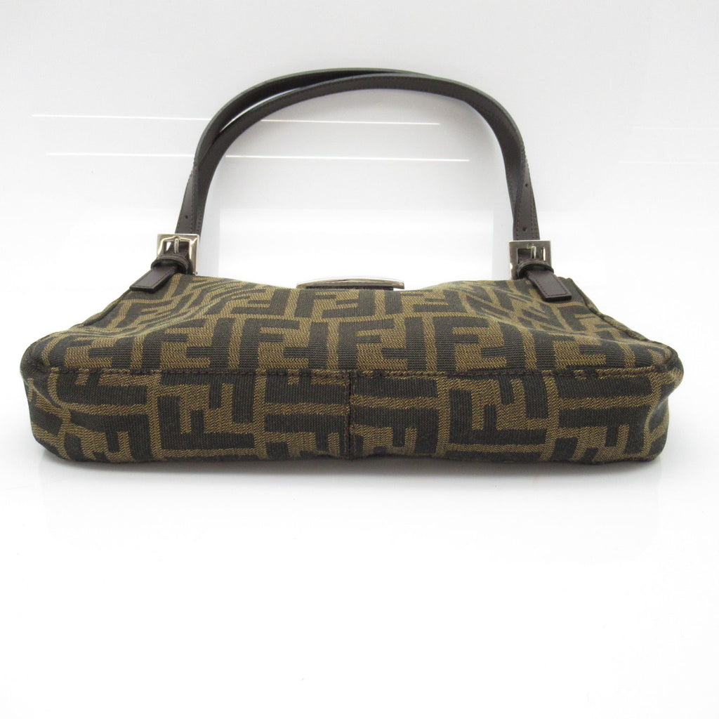 Fendi Zukka Shoulder Bag Canvas Leather Brown Black — view 6