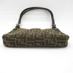 Fendi Zukka Shoulder Bag Canvas Leather Brown Black — view 6