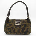 Fendi Zukka Shoulder Bag Canvas Leather Brown Black