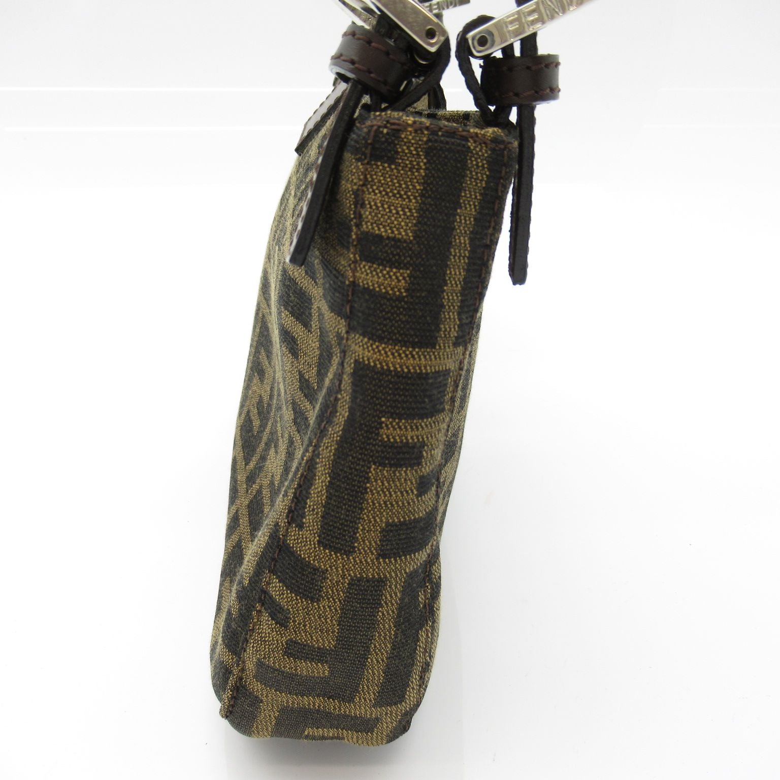 Fendi Zukka Shoulder Bag Canvas Leather Brown Black — view 5