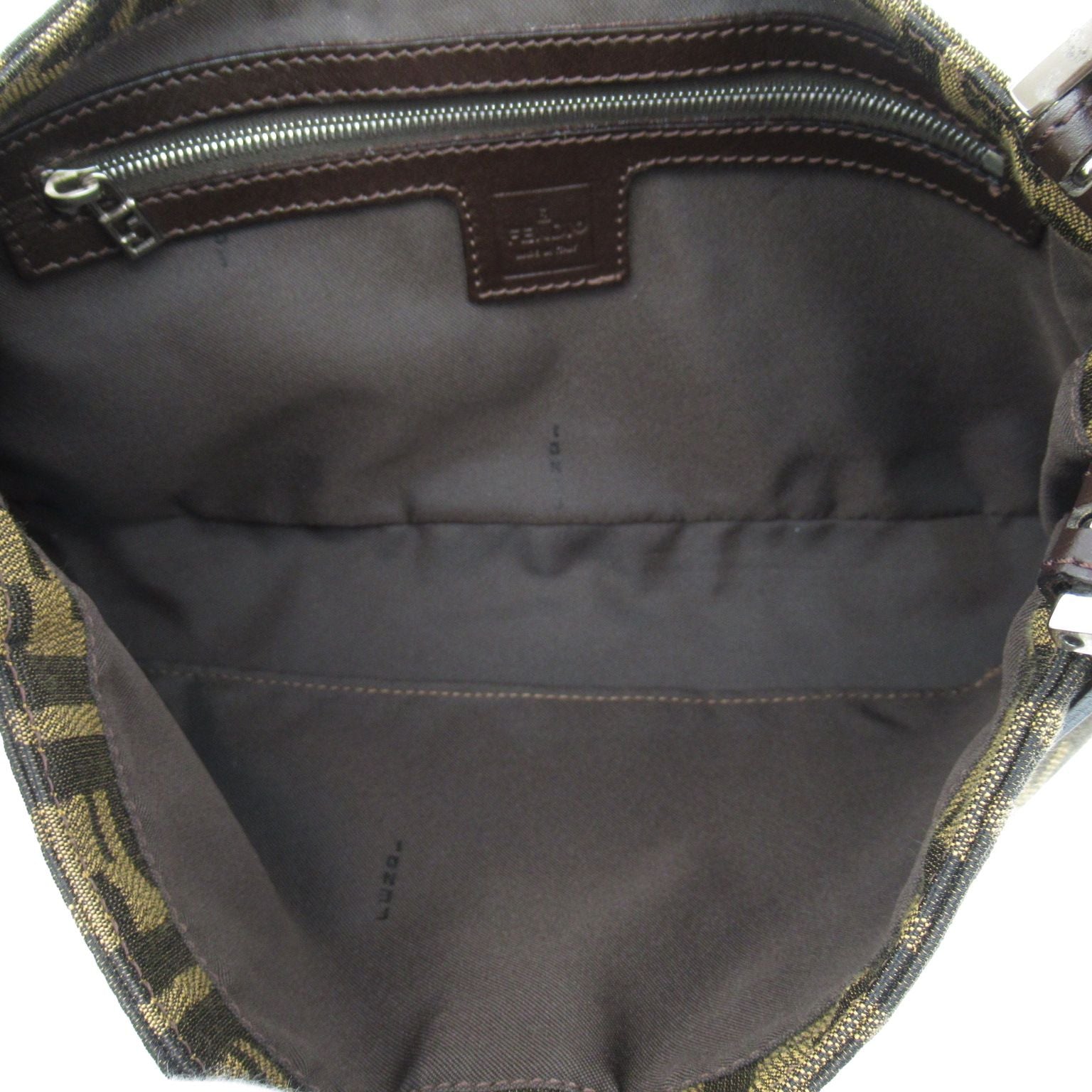 Fendi Zukka Shoulder Bag Canvas Leather Brown Black — view 7