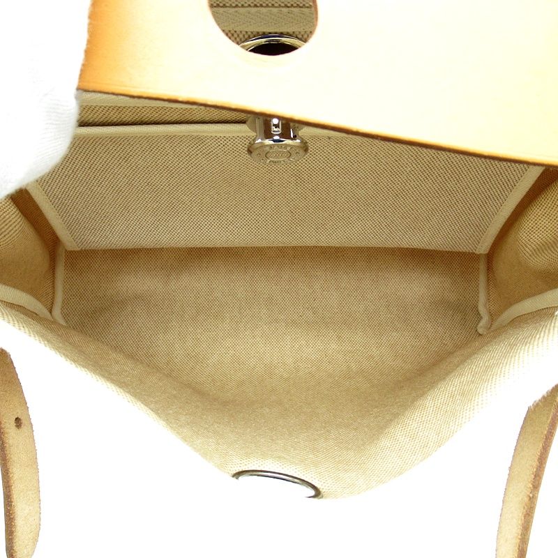 Hermes Herbag PM Toile Ash Calf Shoulder Bag Natural — view 6