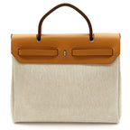 Hermes Herbag PM Toile Ash Calf Shoulder Bag Natural — view 3