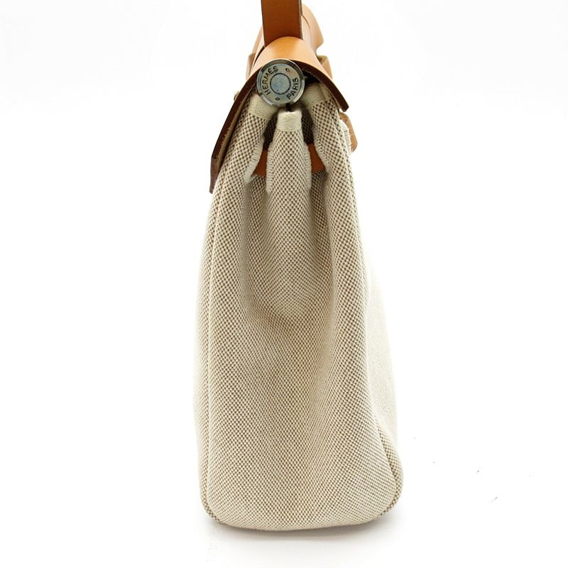 Hermes Herbag PM Toile Ash Calf Shoulder Bag Natural — view 4