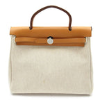Hermes Herbag PM Toile Ash Calf Shoulder Bag Natural