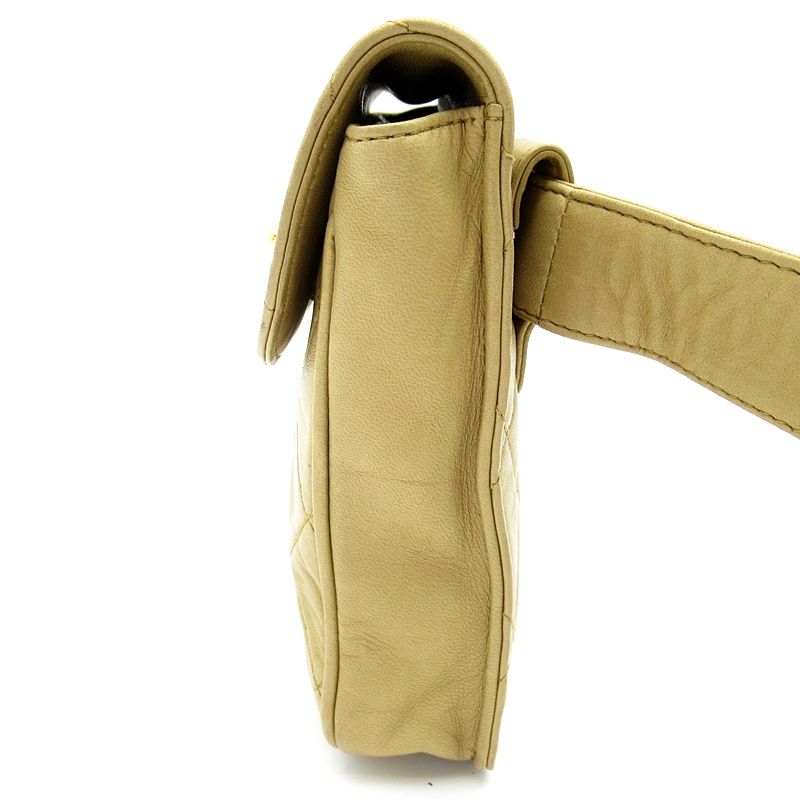 Chanel Quilted Waist Pouch Belt Bag Lambskin Beige — view 2