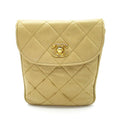 Chanel Quilted Waist Pouch Belt Bag Lambskin Beige