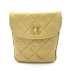 Chanel Quilted Waist Pouch Belt Bag Lambskin Beige