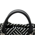 Chanel 2-Way Handbag Canvas Leather Tote Black Silver — view 2