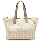 Chanel New Travel Line Tote MM Nylon Leather Beige Gold — view 4