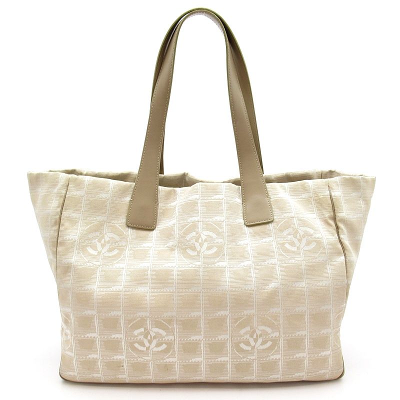 Chanel New Travel Line Tote MM Nylon Leather Beige Gold — view 4