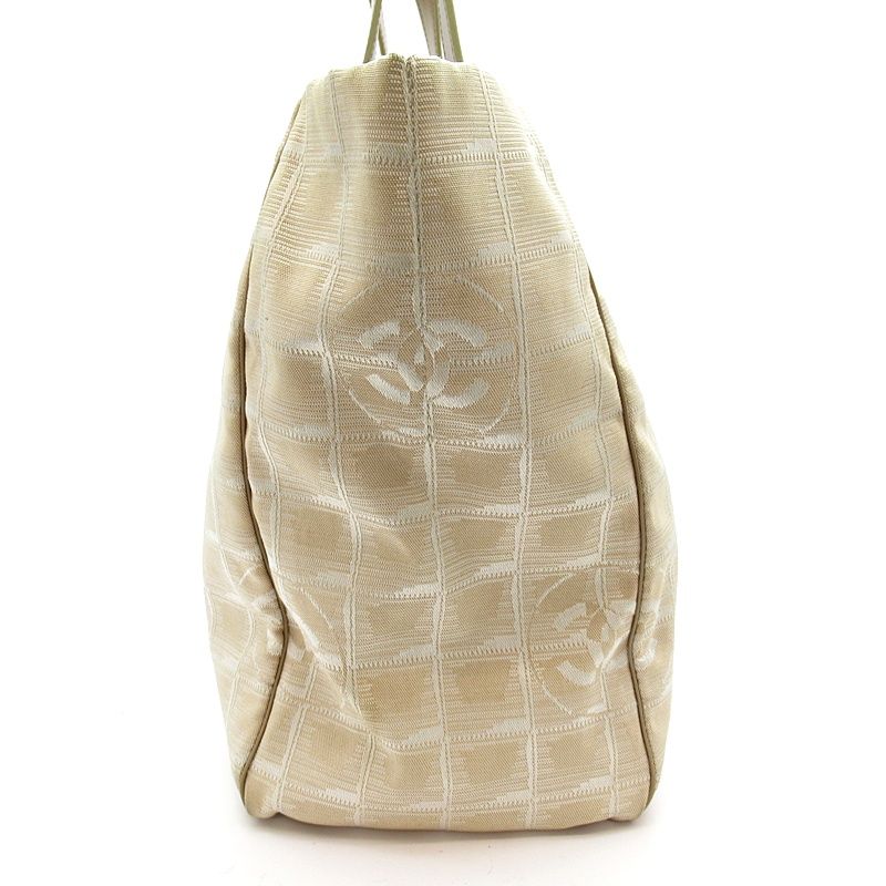 Chanel New Travel Line Tote MM Nylon Leather Beige Gold — view 3