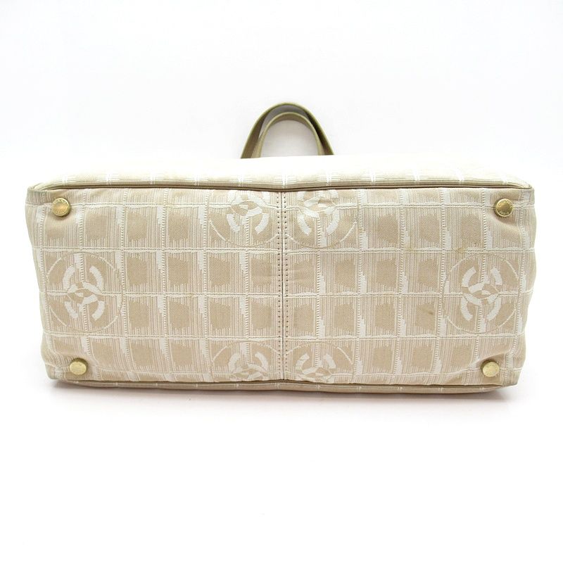 Chanel New Travel Line Tote MM Nylon Leather Beige Gold — view 6