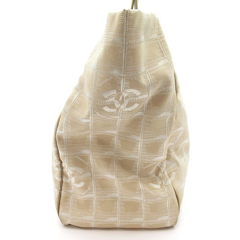Chanel New Travel Line Tote MM Nylon Leather Beige Gold — view 5