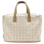 Chanel New Travel Line Briefcase Nylon Leather Handbag Beige Gold — view 4