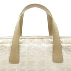 Chanel New Travel Line Briefcase Nylon Leather Handbag Beige Gold — view 2
