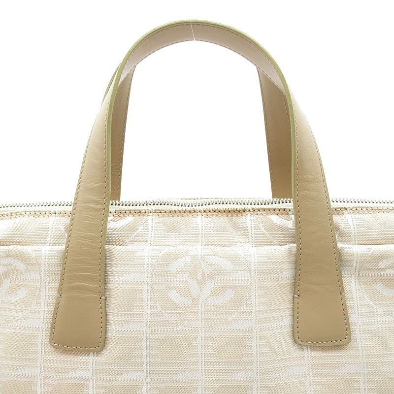 Chanel New Travel Line Briefcase Nylon Leather Handbag Beige Gold — view 2